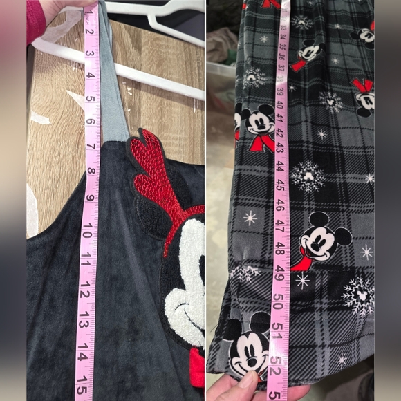 Disney Christmas Mickey Mouse Velour Jumpsuit PJ Pajama Overalls Junior's XL - Picture 10 of 10